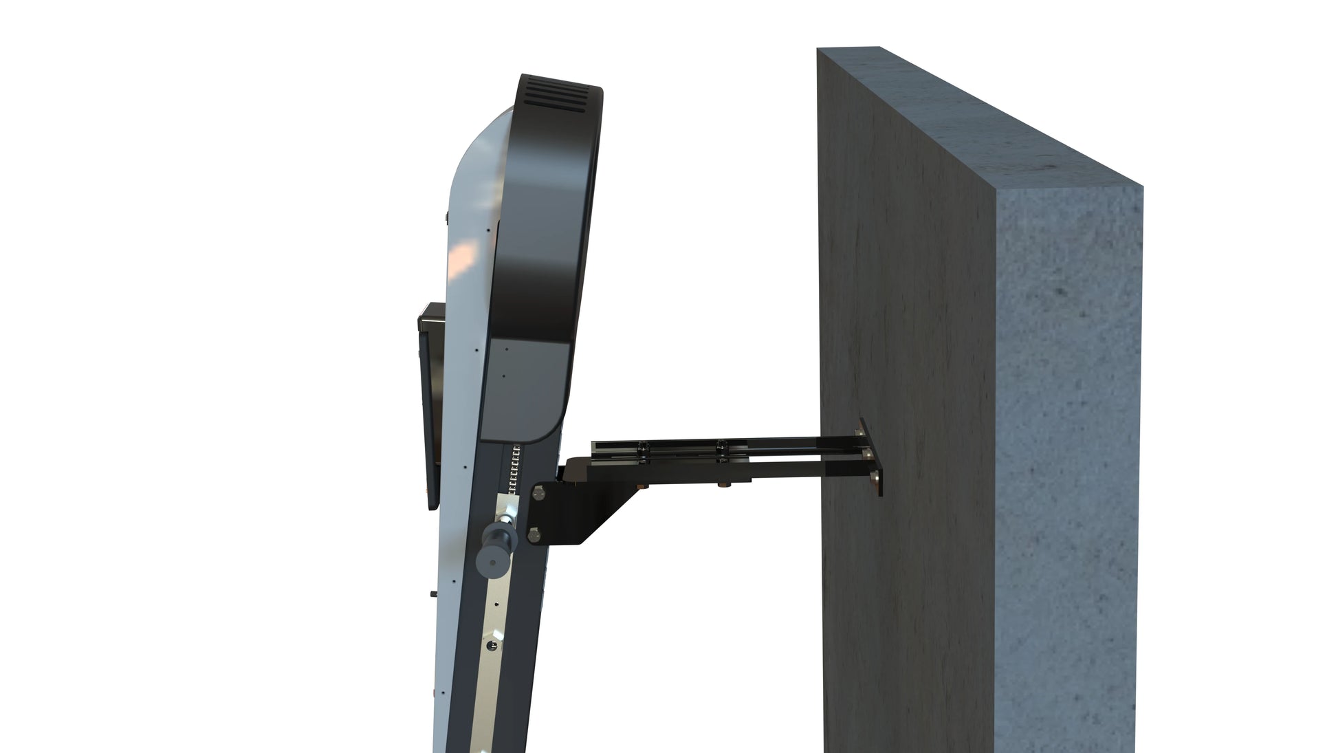 VersaClimber TS Magnetic – wall-mounted climber side profile illustrating minimal footprint and clearance