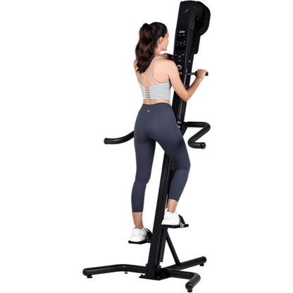 VersaClimber SM Magnetic – woman exercising on SM Magnetic climber demonstrating low-impact cardio
