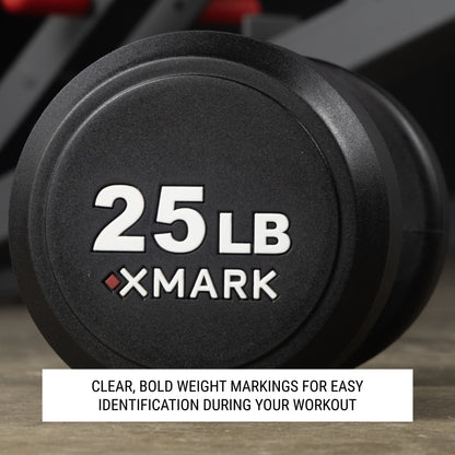 XMARK Round Commercial Urethane Dumbbells (5-50 lb and 5-75 lb Sets)
