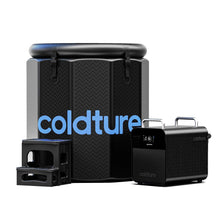Coldture Barrel and Chiller Pro displayed together, showcasing the innovative design and functionality of the cold therapy system.