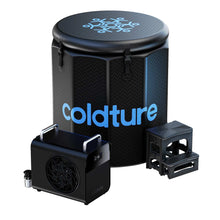 Coldture Barrel and Chiller Pro, featuring a sleek black design with the Coldture logo, showcasing the barrel and accompanying cooling unit.