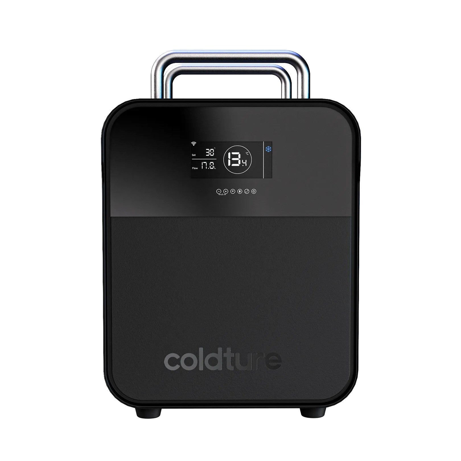 Coldture Water Chiller Pro in a sleek black design with a digital display and a sturdy handle.