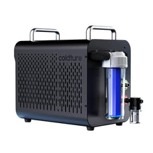 Coldture Water Chiller Pro, a sleek black water chiller with a transparent cooling chamber and control knobs.