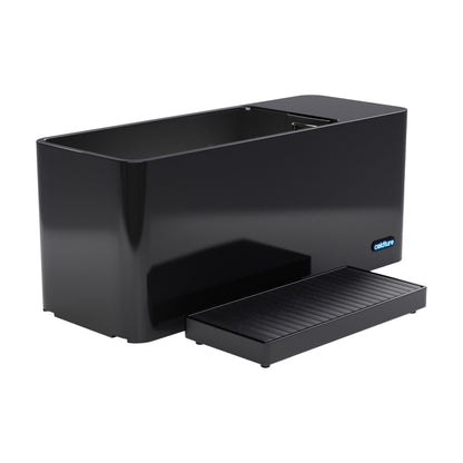 Coldture Pro Plunge, a sleek black plunge tub with a textured step at the front, designed for cold therapy.