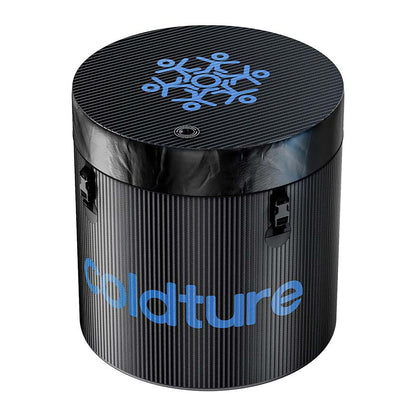 Coldture Ultra Barrel Light, a black cylindrical cooler with a textured surface and blue branding, featuring a snowflake design on the top.