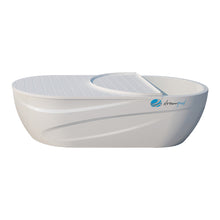 Dreampod Home Float Pro, a sleek white floatation pod with a smooth surface and curved design, ideal for relaxation and sensory deprivation.