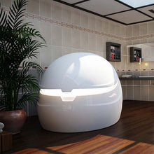 Dreampod Sport Float Pod situated in a modern bathroom setting with a plant and stylish decor.