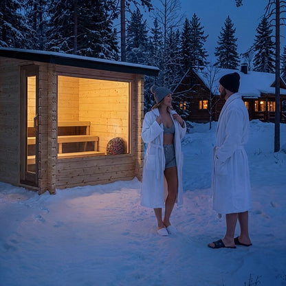 CT Avalon Sauna in a snowy winter setting