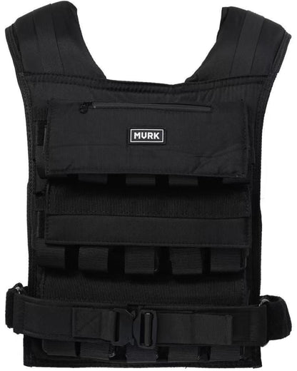 Black tactical vest with MOLLE webbing and MVRK front pocket.