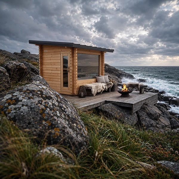 CT Avalon Sauna on an oceanfront deck