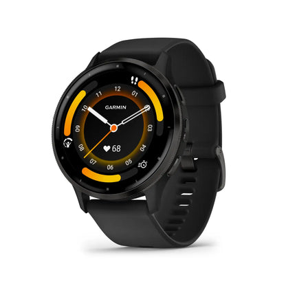 Garmin Venu 3 Slate/Black – top-down shot of bezel and strap
