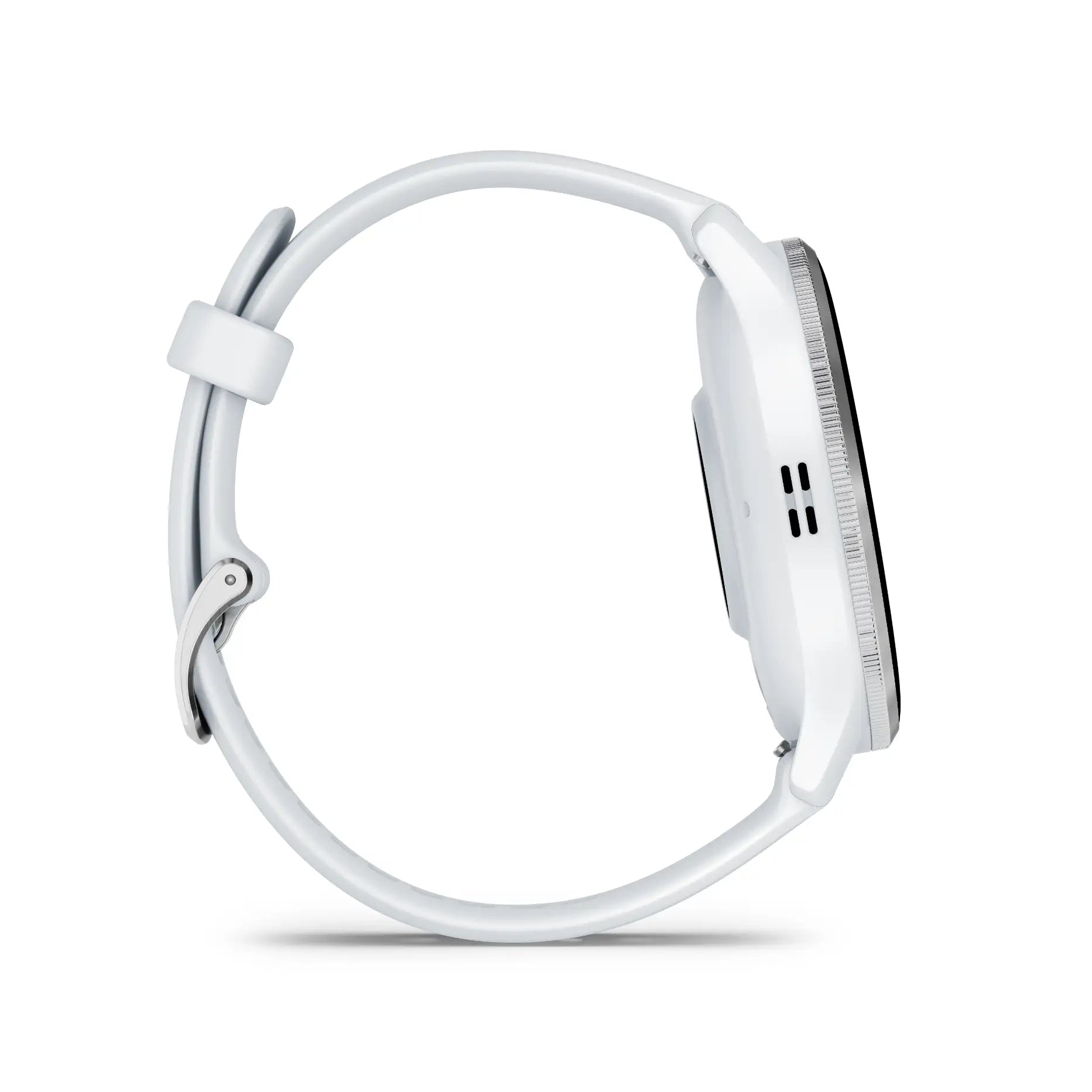 Garmin Venu 3 Whitestone – angled strap and bezel close-up