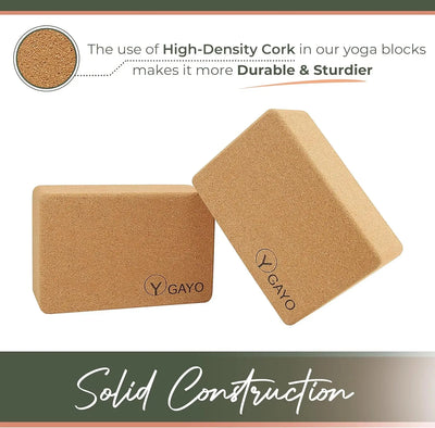 Gayo Sustainable Large Cork Yoga Blocks & Strap Set