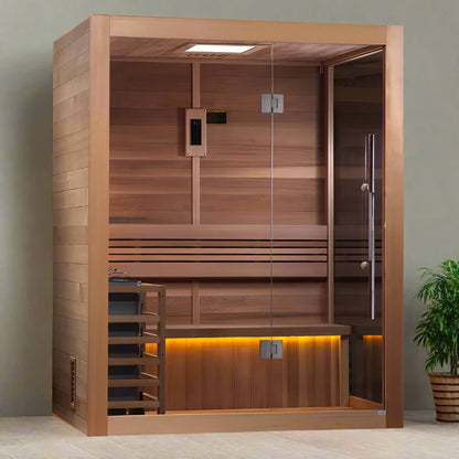 Golden Designs Hanko 3-Person Traditional Indoor Sauna GDI-7202-01