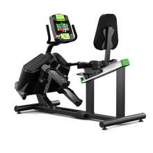 Helix Recumbent Lateral Elliptical exercise bike with digital display on a white background