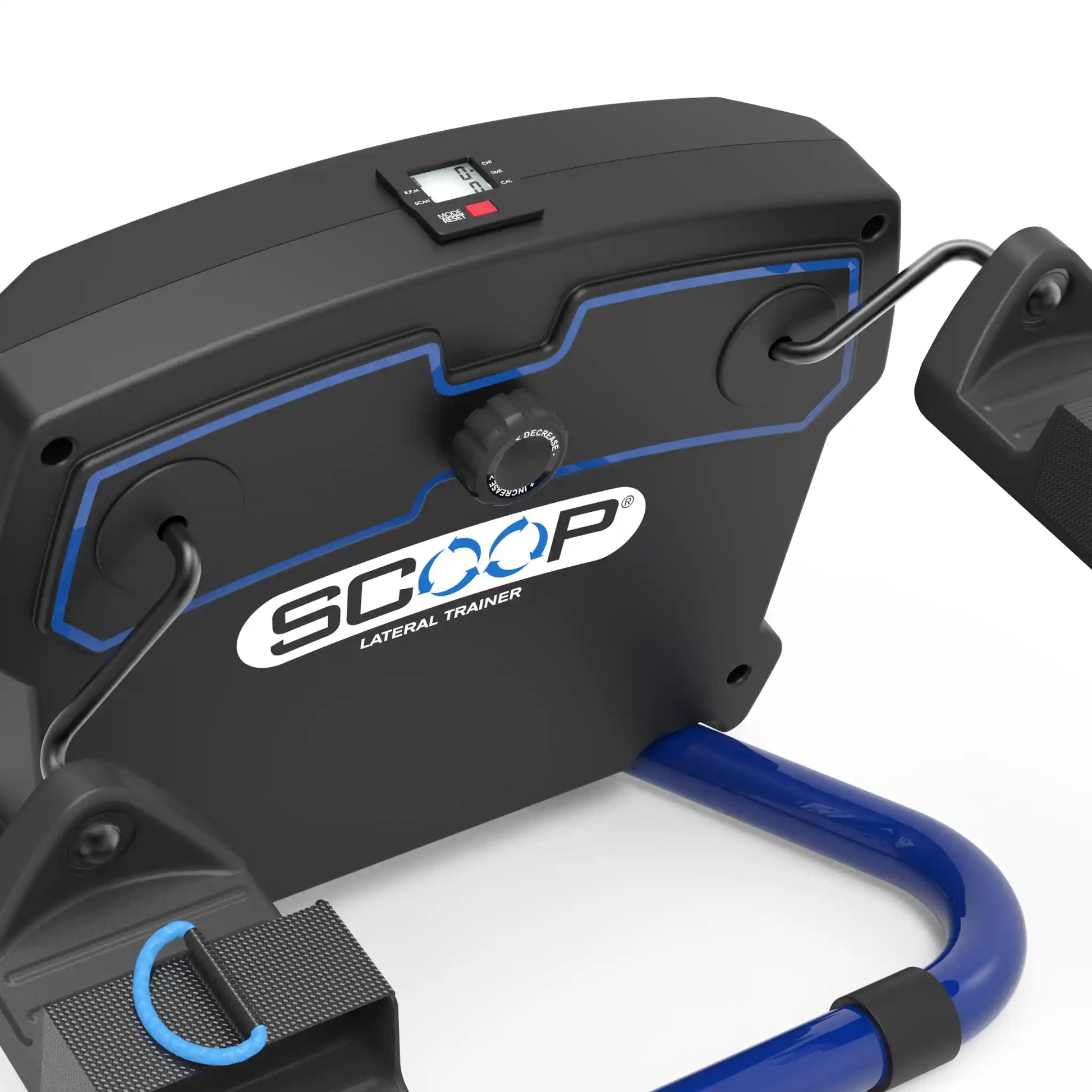 Helix SCOOP lateral trainer elliptical machine with digital display and blue accents