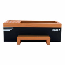 Frozen 2 themed wooden play table with a bench, featuring a black and natural wood design.