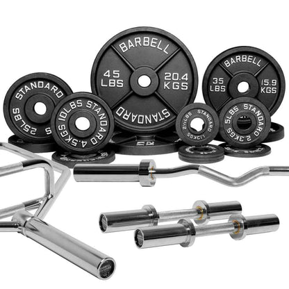 Barbell Standard Specialty Bar & Weight Set Bundle Builder