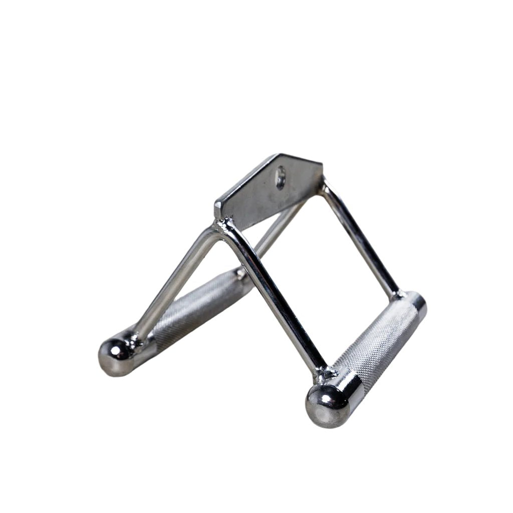 Chrome PRX triangle row cable attachment for gym workouts.