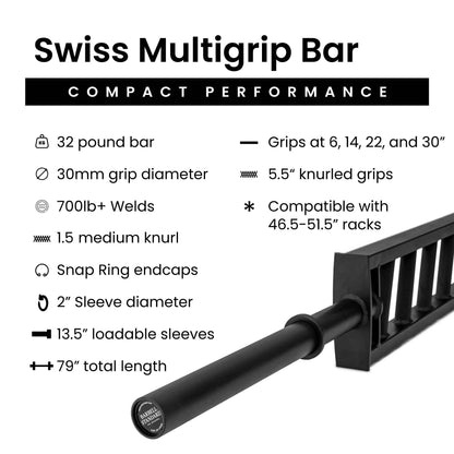 Barbell Standard Swiss Multigrip Barbell