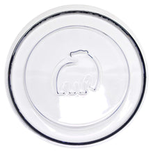 Clear glass plate featuring a bear design in the center.