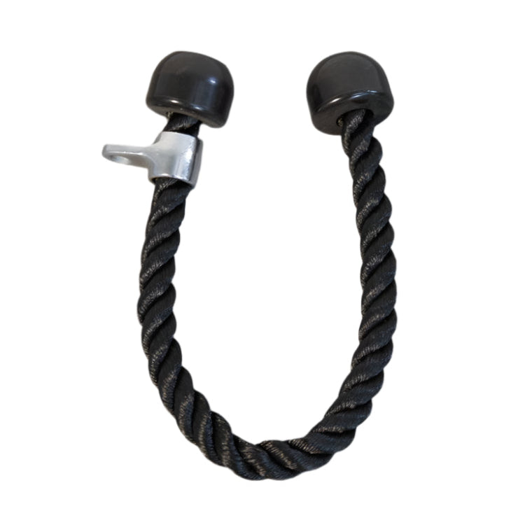 Tricep rope attachment with black foam ends and metal clip