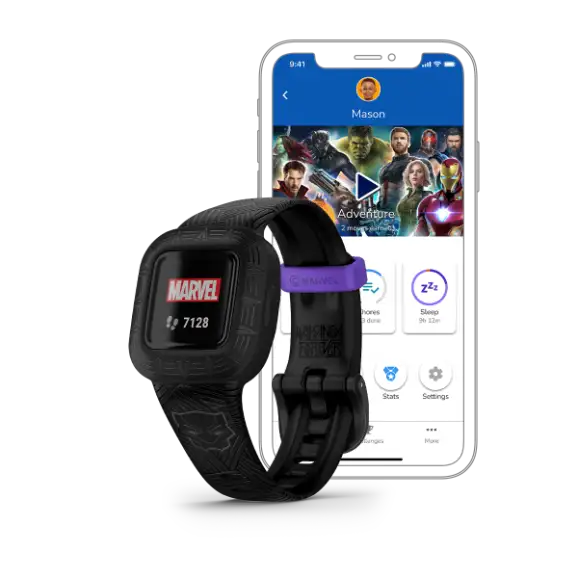 Marvel Black Panther vívofit jr. 3 – side profile of kids activity tracker