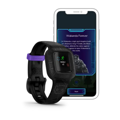 Garmin vívofit jr. 3 Black Panther – rear/buckle view showing adjustable strap