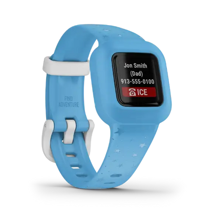 Garmin vívofit jr. 3 Blue Stars band – side profile of watch and strap