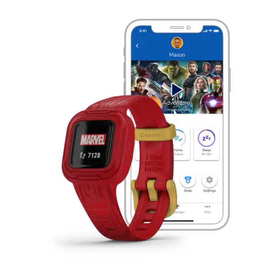 vívofit jr. 3 Iron Man kids fitness tracker – hero front angle