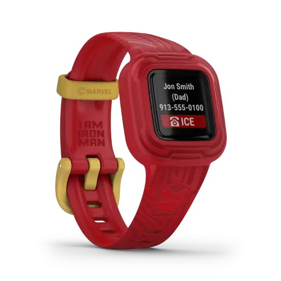 Garmin vívofit jr. 3 Iron Man – close-up of clasp/back of silicone band