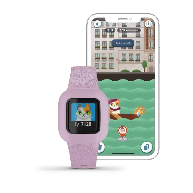 Garmin vívofit jr. 3 Lilac Floral – close shot of clasp and rear strap