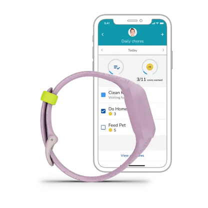 Lilac Floral vívofit jr. 3 – side profile highlighting floral silicone band