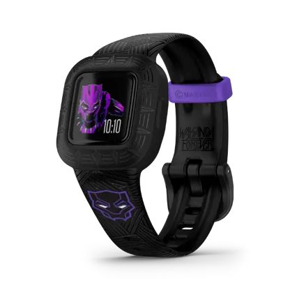 vívofit jr. 3 Black Panther Special Edition – angled view of Marvel-themed band
