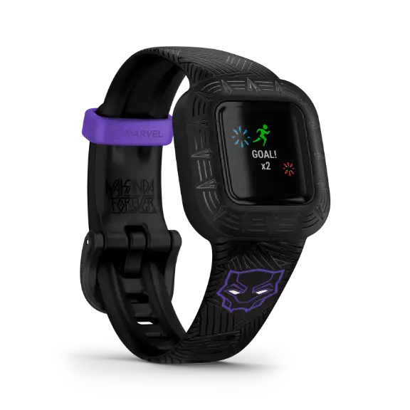 Black Panther Special Edition vívofit jr. 3 – side profile showing strap detail