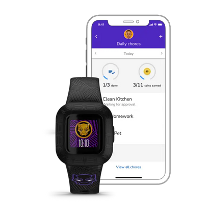 vívofit jr. 3 Black Panther edition – multiple angle composite / accessory shot