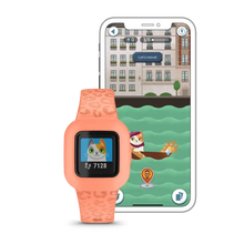 Garmin vívofit jr. 3 kids fitness tracker – Peach Leopard band, front display view
