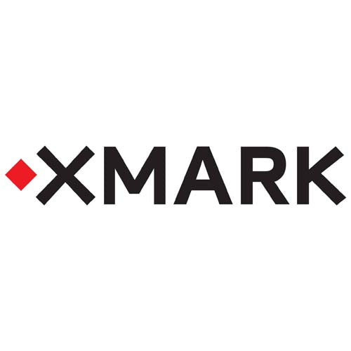 XMARK logo featuring bold black text and a red diamond accent.